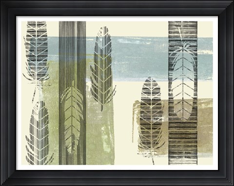 Framed Stamped Feathers II Print