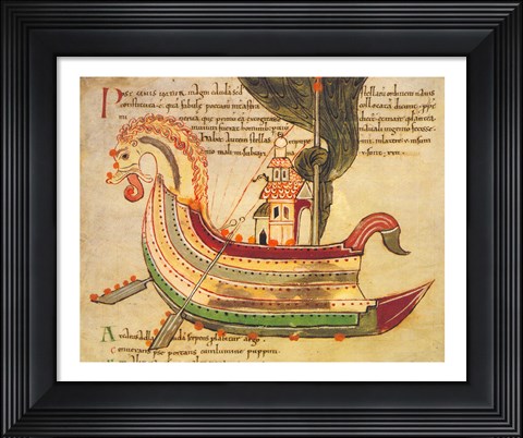 Framed Viking Dragon Ship Print