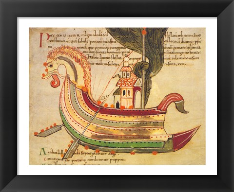 Framed Viking Dragon Ship Print