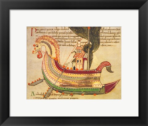 Framed Viking Dragon Ship Print