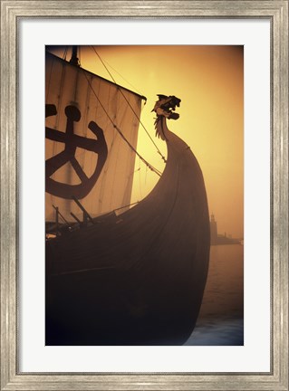 Framed ancient Viking Ship, Sweden Print