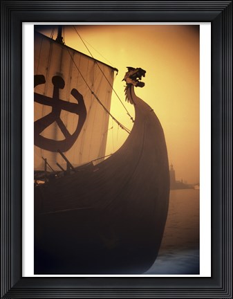 Framed ancient Viking Ship, Sweden Print