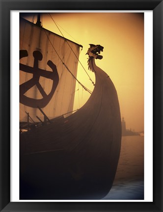 Framed ancient Viking Ship, Sweden Print