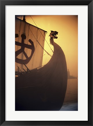 Framed ancient Viking Ship, Sweden Print