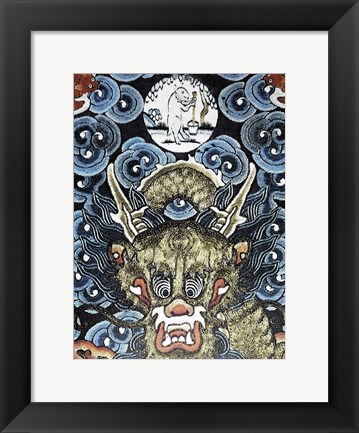 Framed Dragon and White Rabbit Making Elixir of Immortality Print