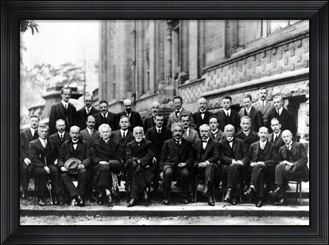 Framed 1927 Solvay Conference on Quantum Mechanics Print