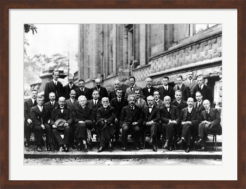Framed 1927 Solvay Conference on Quantum Mechanics Print