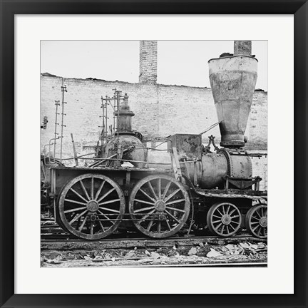 Framed Richmond, Va. Damaged locomotives Print