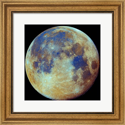 Framed Colored moon, (geological differences) Print