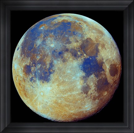 Framed Colored moon, (geological differences) Print