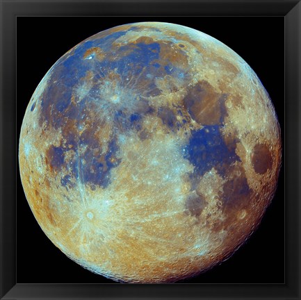 Framed Colored moon, (geological differences) Print