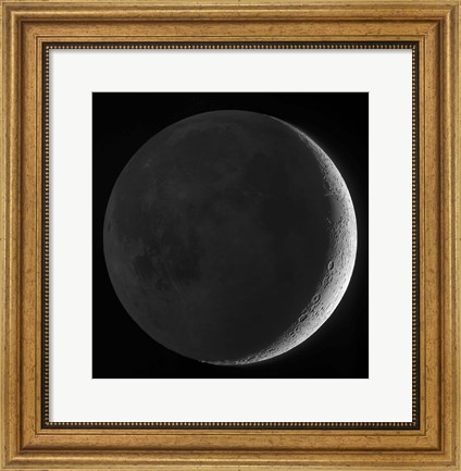 Framed Moon with earthshine Print