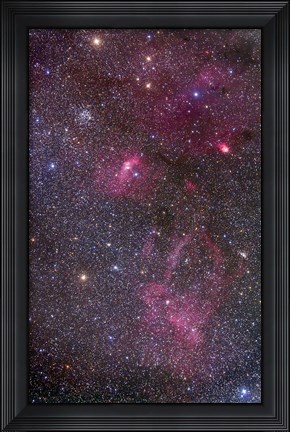 Framed Nebulosity around the open cluster Messier 52, including the Bubble Nebula Print