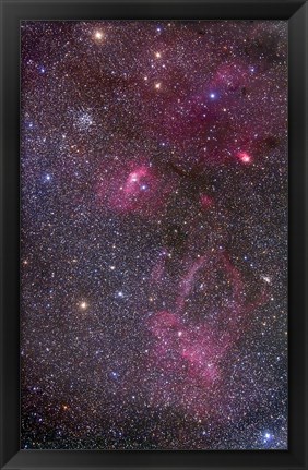 Framed Nebulosity around the open cluster Messier 52, including the Bubble Nebula Print