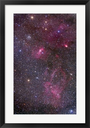 Framed Nebulosity around the open cluster Messier 52, including the Bubble Nebula Print