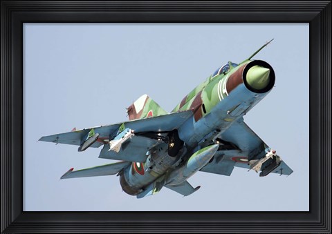 Framed MiG-21bis taking off armed with AA-8 Aphid air-to-air missiles Print