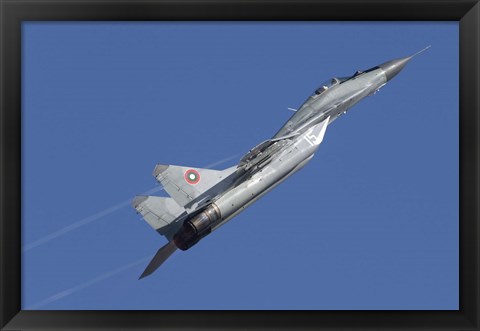 Framed Bulgarian Air Force MiG-29 aircraft taking off over Bulgaria Print