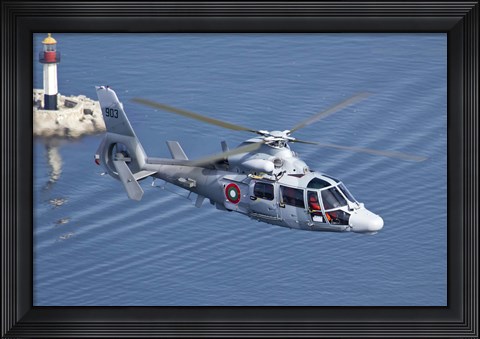 Framed Bulgarian Navy Eurocopter AS-565MB Panther over Black Sea Print