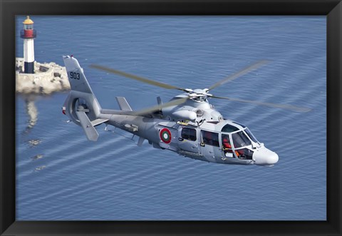 Framed Bulgarian Navy Eurocopter AS-565MB Panther over Black Sea Print