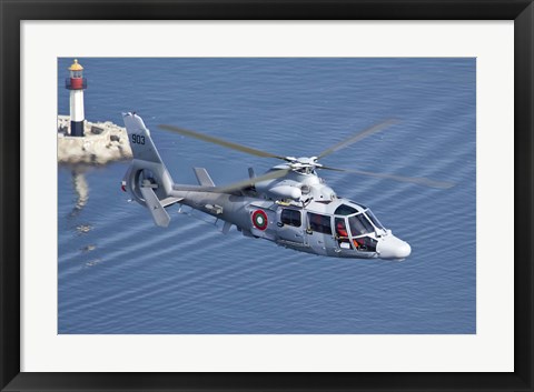 Framed Bulgarian Navy Eurocopter AS-565MB Panther over Black Sea Print