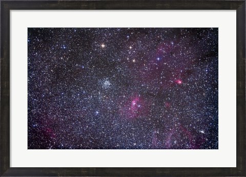 Framed Open cluster Messier 52 and the Bubble Nebula in the constellation Cassiopeia Print