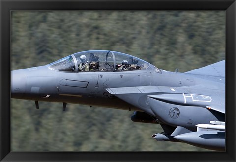 Framed F-15E Strike Eagle low flying over Wales, United Kingdom Print