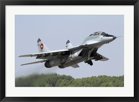 Framed Bulgarian Air Force MiG-29UB taking off from Graf Ignatievo Air Base Print