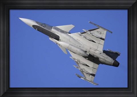Framed Hungarian Air Force Saab JAS-39C Gripen fighter plane Print