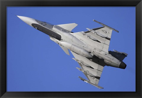 Framed Hungarian Air Force Saab JAS-39C Gripen fighter plane Print