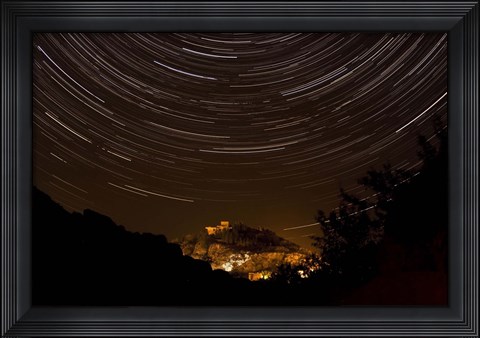 Framed Star trails above Kavir National Park, Iran Print