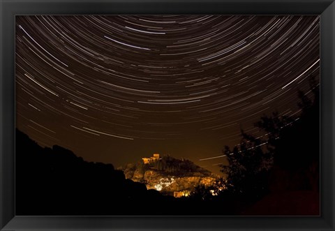 Framed Star trails above Kavir National Park, Iran Print