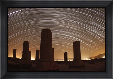 Framed Star trails above the Private Palace of Cyrus the Great, Pasargad, Iran Print
