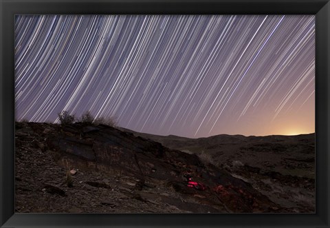 Framed Star trails and rock art in the central province of Iran Print