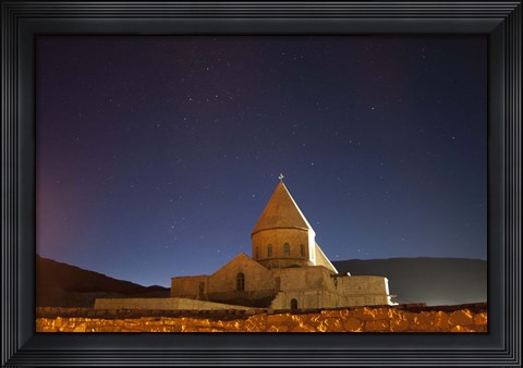 Framed Starry night sky above Saint Thaddeus Monastery, Iran Print