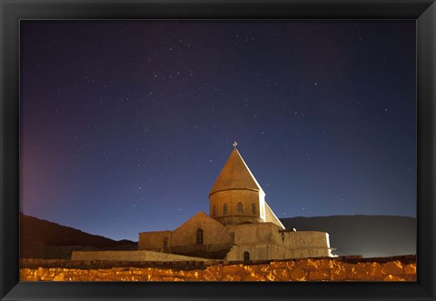 Framed Starry night sky above Saint Thaddeus Monastery, Iran Print