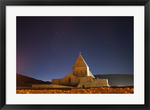 Framed Starry night sky above Saint Thaddeus Monastery, Iran Print