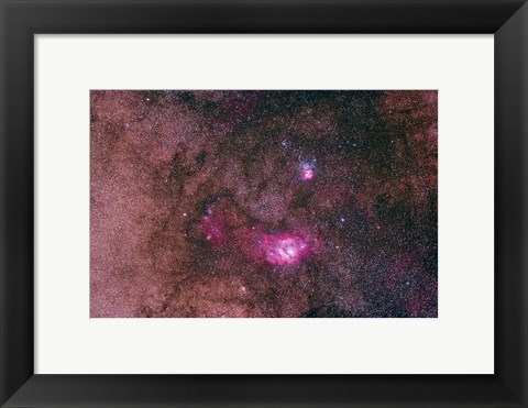 Framed Lagoon Nebula and Trifid Nebula in the constellation Sagittarius Print