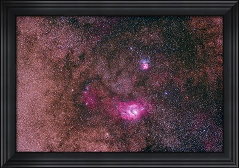 Framed Lagoon Nebula and Trifid Nebula in the constellation Sagittarius Print