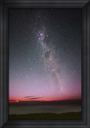Framed Milky Way with an aurora, a meteor and lightning Print