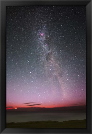 Framed Milky Way with an aurora, a meteor and lightning Print