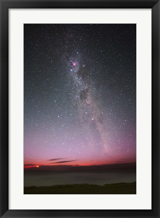 Framed Milky Way with an aurora, a meteor and lightning Print