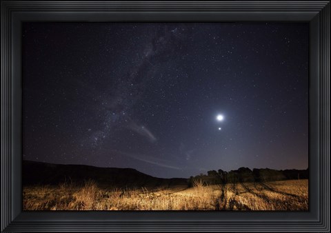 Framed Milky Way, the Moon, Venus and Spica after twilight in Azul, Argentina Print