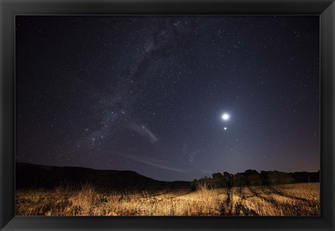 Framed Milky Way, the Moon, Venus and Spica after twilight in Azul, Argentina Print