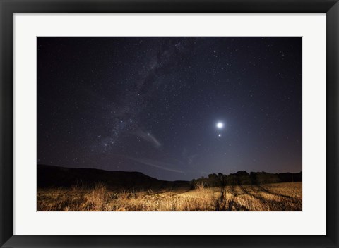 Framed Milky Way, the Moon, Venus and Spica after twilight in Azul, Argentina Print