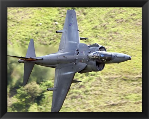 Framed Royal Air Force Harrier GR9 flying low over North Wales Print