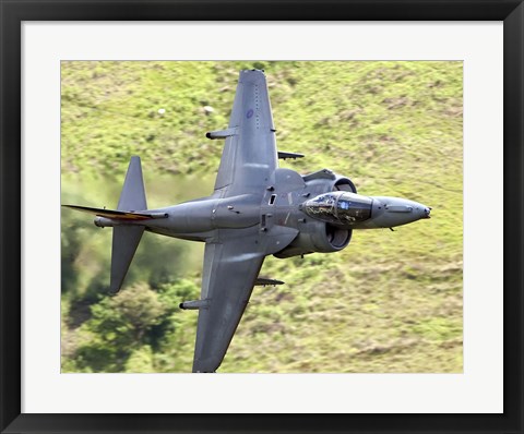 Framed Royal Air Force Harrier GR9 flying low over North Wales Print