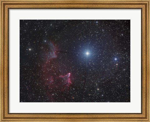 Framed Variable star Gamma Cassiopeiae, with associated emission and reflection nebulae Print
