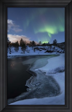 Framed Aurora Borealis over Tennevik River, Troms, Norway Print