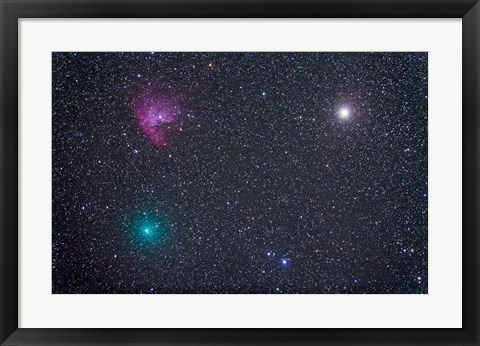 Framed Comet Hartley 2 near the Pacman Nebula, NGC 281, in Cassiopeia Print