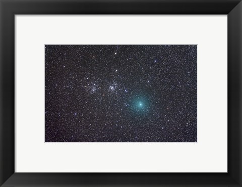 Framed Comet Hartley 2 as it approaches the Double Cluster in Perseus Print